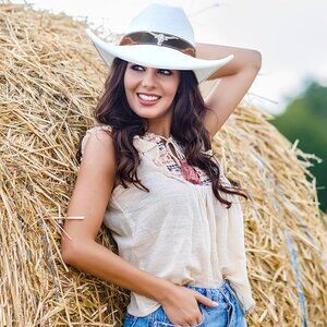 NEW!  Cowboy Hat for Women & Men with Wide Brim Felt Western-White